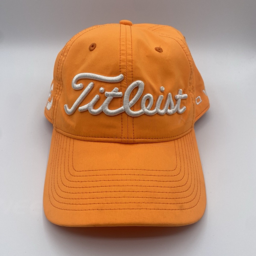 Titleist Golf Hat Men Orange Embroidered FootJoy Pro VI Strap Back Cap